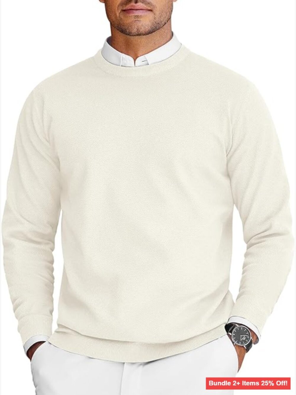 Slim Fit Crew Neck Pullover Sweater Lightweight Knit Long Sleeve